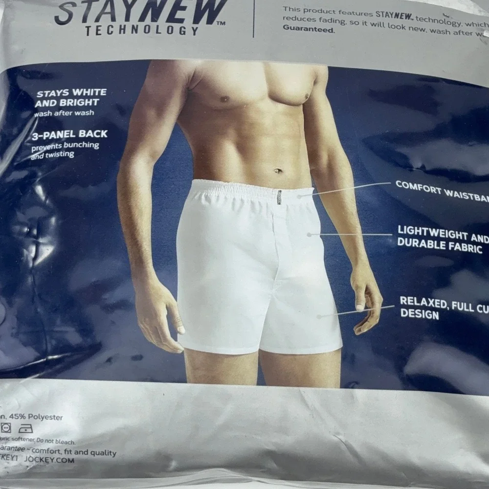 Jockey Classics Mens XL 40-42 4-Pack Full-Cut Woven Boxers Plaid Cotton Blend